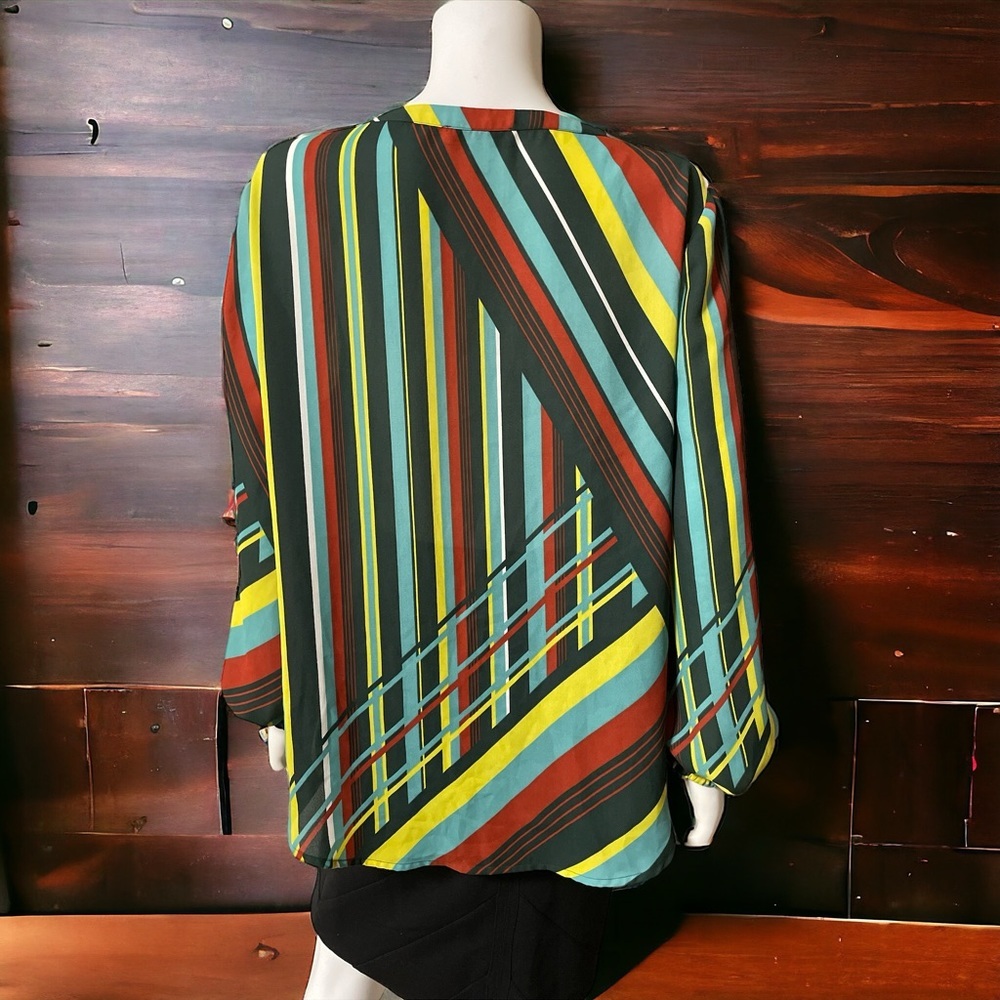 Chaus New York Long Sleeve
Multicolor Striped V-Neck Shirt - Picture 4 of 13